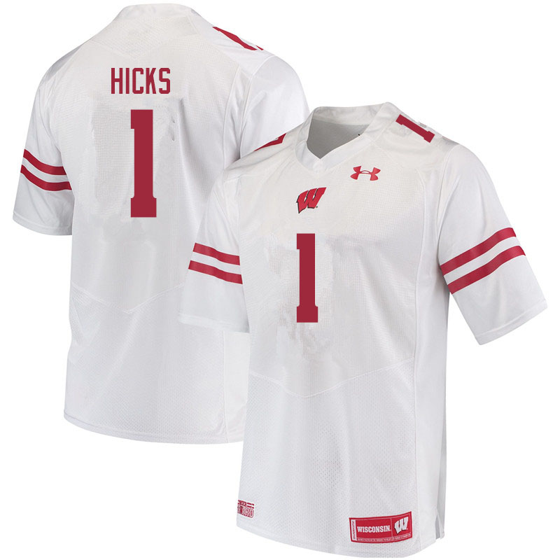 Men #1 Faion Hicks Wisconsin Badgers College Football Jerseys Sale-White